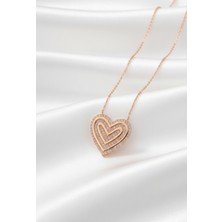 Çekirdek Jewelry 925 Ayar Gümüş Desenli Kalplı Kolye