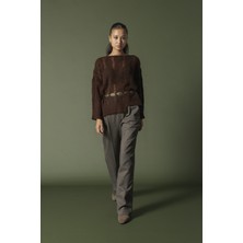 Nisan Triko Saç Örgülü Ajurlu Kazak