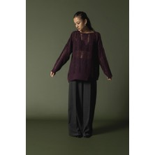 Nisan Triko Saç Örgülü Ajurlu Kazak