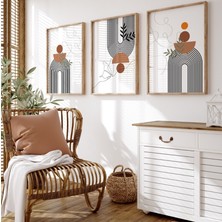 Pam Studio Siyah Kahverengi Bohem 3’lü Tablo Seti | Modern Bitki Figürlü Posterler | Ahşap Çerçeve