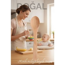 Marsilyan Doğal Gürgen Bebek Mama ve Hazırlık Kaşığı – 13 Cm, Mini Boy, Şık ve Pratik