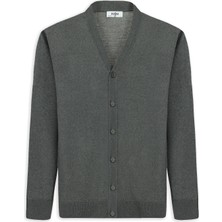 Kiğılı V Yaka Düğmeli Yünlü Örme Triko Hırka