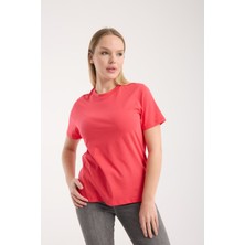 G-FOX Kadın Basic Bisiklet Yaka Kısa Kollu %100 Pamuk Rahat Kalıp Günlük Spor Şık Tişört 6021