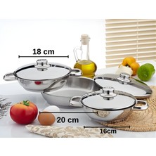 Airobazar 6 Parça Omlet Tava Seti – 3 Adet Paslanmaz Çelik Omlet Pişirme Tavası, Kapaklı