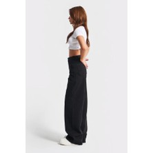 Its Basic Itsbasic Kadın Siyah Black Od Renk Olea Wide Leg Fit Rahat Kalıp Yüksek Bel Denim