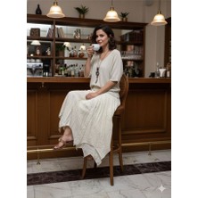 Kadın Pamuklu Astarlı Etek ve Kolyeli Merserize Bluz Kombin