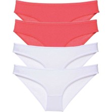 Leopardess 4 adet Eko Set Likralı Kadın Slip Külot Fuşya Beyaz