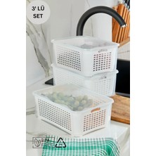 Espas Home Süzgeçli Saklama Kabı Sızdırmaz Kapaklı 5 Lt - 3 Adet - Beyaz