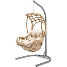 Gardemo Göcek Tekli Rattan Salıncak Dış Mekan Bahçe Balkon ve Teras Salıncağı