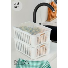 Espas Home Süzgeçli Saklama Kabı Sızdırmaz Kapaklı 5 Lt - 2 Adet - Beyaz