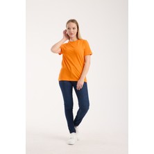 G-FOX Kadın Basic Bisiklet Yaka Kısa Kollu %100 Pamuk Rahat Kalıp Günlük Spor Şık Tişört 6021