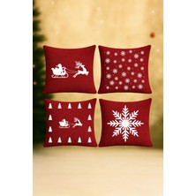 Devor Yılbaşı Temalı Kırlent Kılıfı 4’lü Set