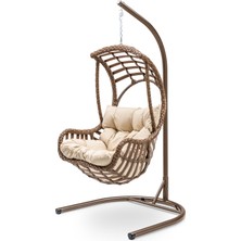 Gardemo Göcek Tekli Rattan Salıncak Dış Mekan Bahçe Balkon ve Teras Salıncağı