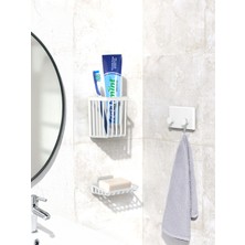 Ata Home 3 Lü Yapışkanlı Banyo Düzenleyici Diş Fırçalık Sabunluk Askılık Takımı Banyo Duvar Rafı Organizer