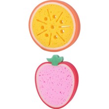 Kitchen Design Lab 2 Adet Meyve Şekilli Sevimli Bulaşık Süngeri,temizlik Süngeri Fırçası Portakal ve Çilek Şekilli