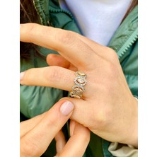 Rachel Silver Markiz Zirkon Taşlı Gold Renk Ayarlanabilir Tasarım Yüzük