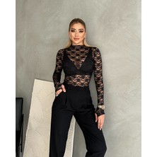 New Station New Statıon Transparan Dantel Bluz