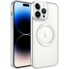Zore Apple iPhone 14 Pro Kılıf Magsafe Wireless Şarj Özellikli Msra Setro Silikon-Gümüş