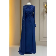 Amine Hüma Helen Abiye Elbise Lacivert