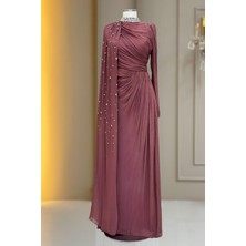 Amine Hüma Helen Abiye Elbise Gül Kurusu