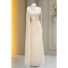 Amine Hüma Helen Abiye Elbise Krem