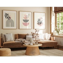 Pam Studio Pembe Tonlarda 3’lü Minimal Tablo Seti | Ahşap Çerçeveli Modern Geometrik Poster Duvar Dekoru