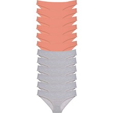 Leopardess 12 adet Süper Eko Set Likralı Kadın Slip Külot Pudra Gri