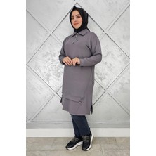 Pys Giyim Kadın Fermuar ve Düğme Detaylı Tesettür Tunik