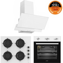 Ferre ve Afm Tech Markalı / Alve  Flameart Beyaz  Ankastre Set ( CS206-FA  + FM7301 + FM2201)