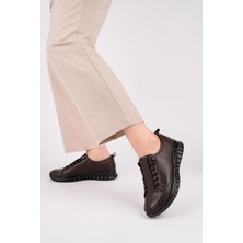 Tarçın Ayakkabı Hakiki Deri Kahverengi Kadın Anatomik Deri Casual Ayakkabı TRC179-8605