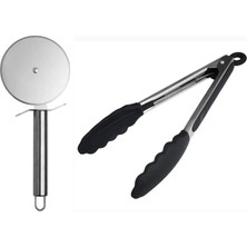 Kitchen Design Lab Büyük Boy Paslanmaz Çelik Hamur Kesme Ruleti Antrasit/siyah Silikon Uçlu Metal Maşa