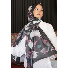 Afvente Lale Desen Siyah Pamuk Şal