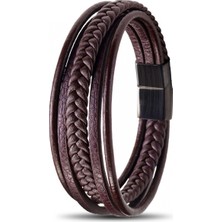 Kahverengi Çoklu Deri Bileklik