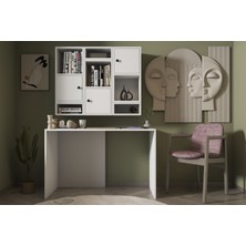 Nettrends Modüler Çalışma Masası + Duvar Dolabı Seti – BEYAZ-NRG-CMS-1017