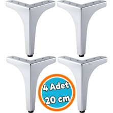 Nzb Mobilya Ayağı Modern Koltuk Dayanıklı Üçgen Ünitesi Ayağı Ayakları 20 cm (4 Adet) Gümüş Krom Metal