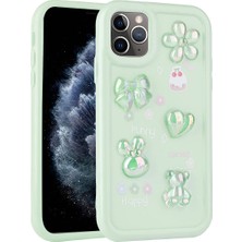Zore iPhone 11 Pro Max Uyumlu Kabartma Figürlü Parlak Msra Toys Silikon Kapak-Açık Yeşil