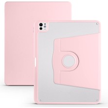 iPad Pro 13 2025 M5 Kılıf Zore Termik Kalem Bölmeli Dönebilen Standlı Kılıf - Pembe