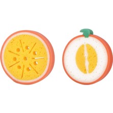 Kitchen Design Lab 2 Adet Meyve Şekilli Sevimli Bulaşık Süngeri , Yumuşak Temizlik Süngeri Fırçası,portakal,şeftali