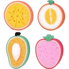 Kitchen Design Lab 4 Adet Meyve Şekilli Sevimli Bulaşık Süngeri Ovma Silme Yumuşak Temizlik Süngeri Fırçası 4'lü