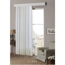 Taç Saten Güneşlik Perde Beyaz Renk Ekstraforlu Pilesiz 330 x 200 cm Polyester Kumaş