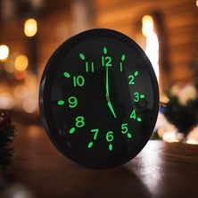 Bahat Fosforlu Kabartma Rakam Karanlıkta Parlayan Siyah Plastik Duvar Saati 30 cm