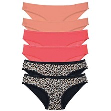Leopardess 6 Adet Likralı Kadın Slip Külot Leopar Pudra Fuşya