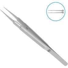 Barışhan Medikal Cerrahi Mikro Penset Dişli Penset Ince Düz Uçlu 12CM Yuvarlak Sap Gri Çelik Eğitim Materyali