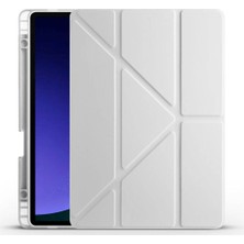 Zore Galaxy Tab S9 Kılıf  Uyumlu Msra Tri Folding Kalem Bölmeli Standlı Kılıf-Gri