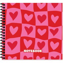 Keskin Color Keskin 16X15 Çizgili Spiralli Sert Kapak Romantik Defter - Kalpler