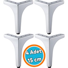 Nzb Mobilya Ayağı Modern Koltuk Dayanıklı Üçgen Ünitesi Ayağı Ayakları 15 cm Gümüş Krom Metal 4 Adet