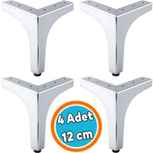 Nzb Mobilya Ayağı Modern Koltuk Dayanıklı Üçgen Ünitesi Ayağı Ayakları 12 cm Krom Gümüş Metal 4 Adet