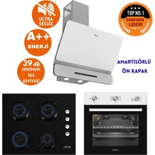 Ferre ve Afm Tech Markalı /silentart Woe Sessiz Beyaz Siyah Ankastre Set ( D081-SA +FM7301 +FM2200)