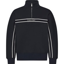 Calvin Klein Erkek Siyah Calvin Klein Ls Cotton Spacer Strıpe Rıb Qtr Erkek Siyah Sweatshirt