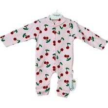 Minimo Kiraz Desenli Ribana Manşetli Bebek Tulumu